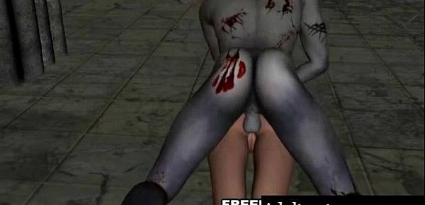  Sexy 3D cartoon bonde babe fucked by a zombie
